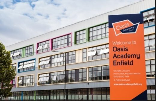 Exterior shot of Oasis Academy Enfield - an Oxford International school immersion programme partner school in Oxford, UK